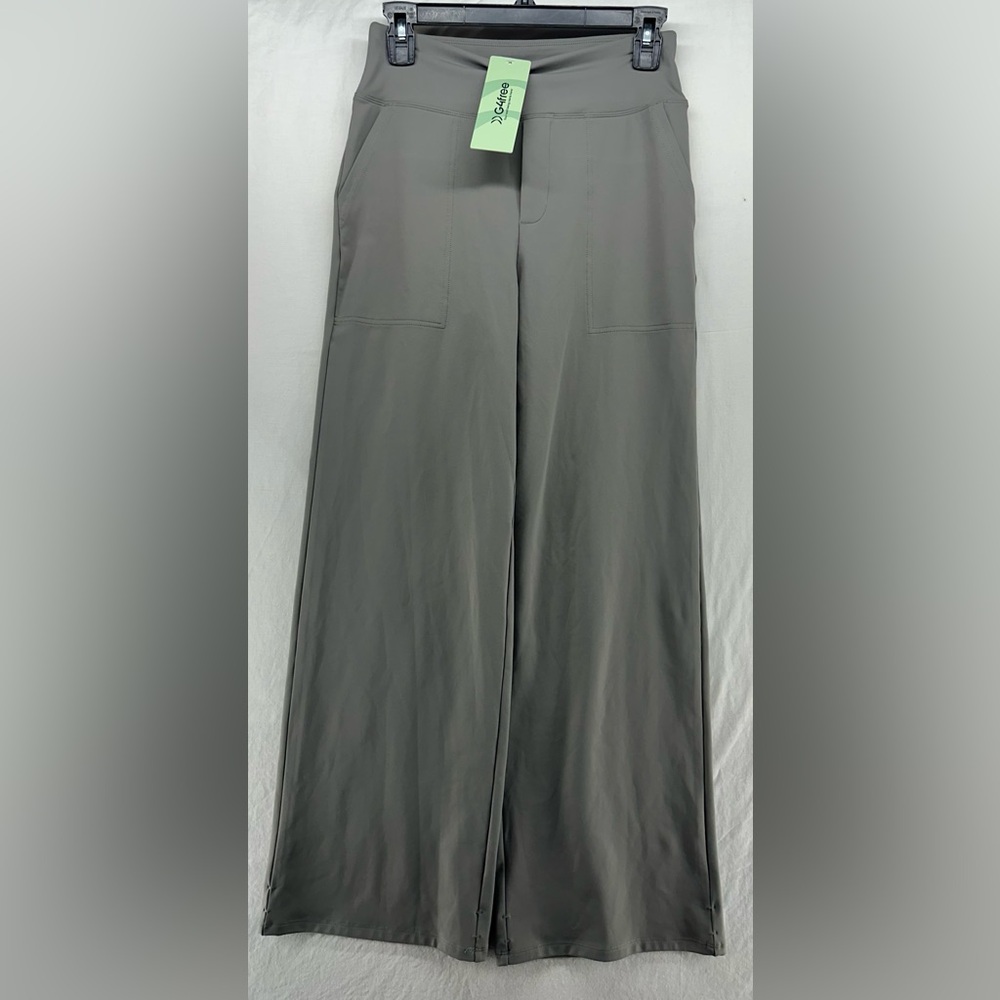 G4Free Women’s Grayish Green Wide Leg Pants Size S 4/6 High Rise Stretch Pockets